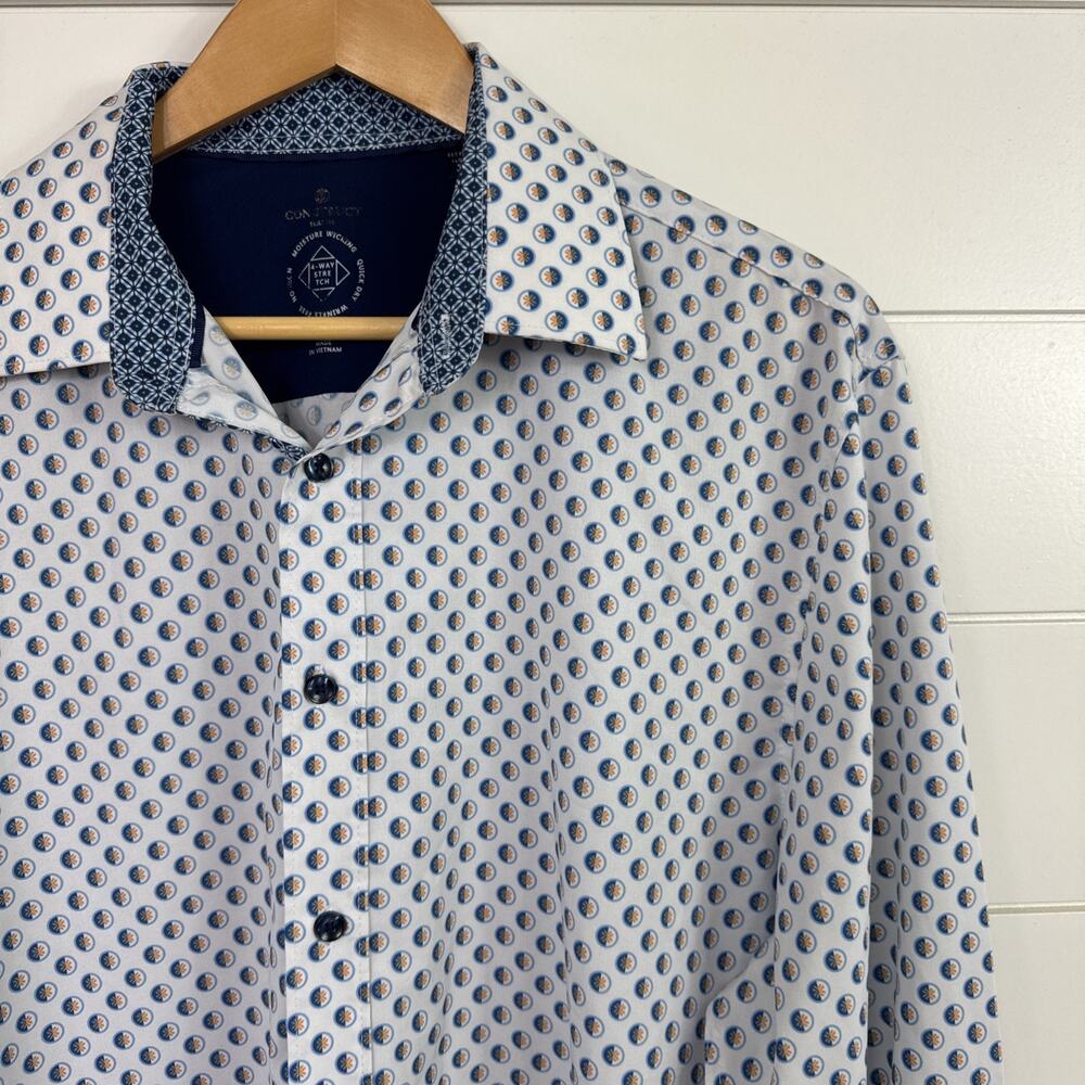 Construct Pattern Slim Fit No Iron Button Front S… - image 3